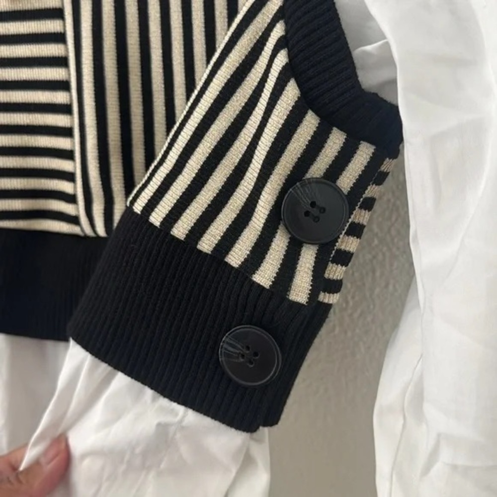 Maeve Black and White Button Down Shirt - Picture 12 of 12